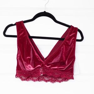 NWT Auden Lace & Velvet Bralette